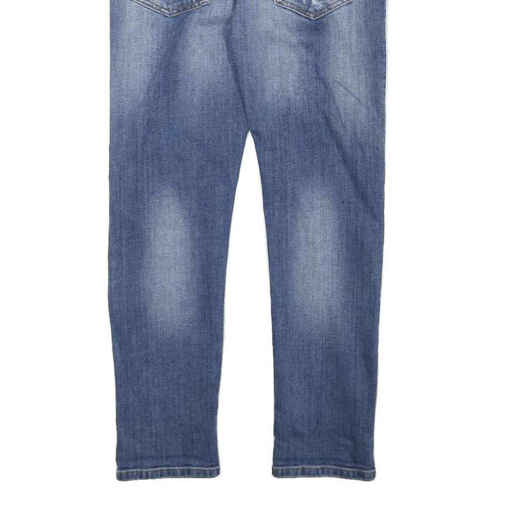 ICEBERG Womens Slim Blue Denim Stone Wash Jeans W28 L27 Distressed Zip