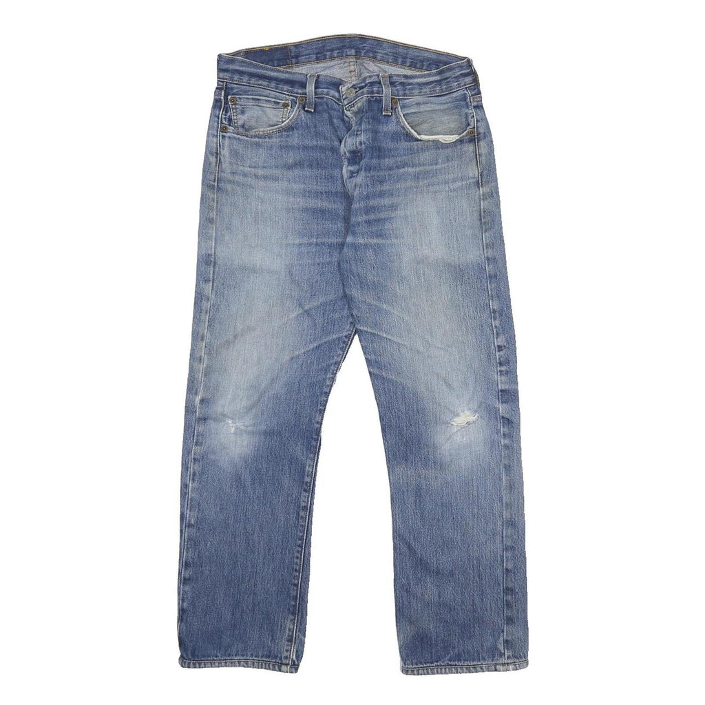 LEVI'S 501 Mens Jeans Blue Regular Straight Denim Light W32 L27 Classic Button