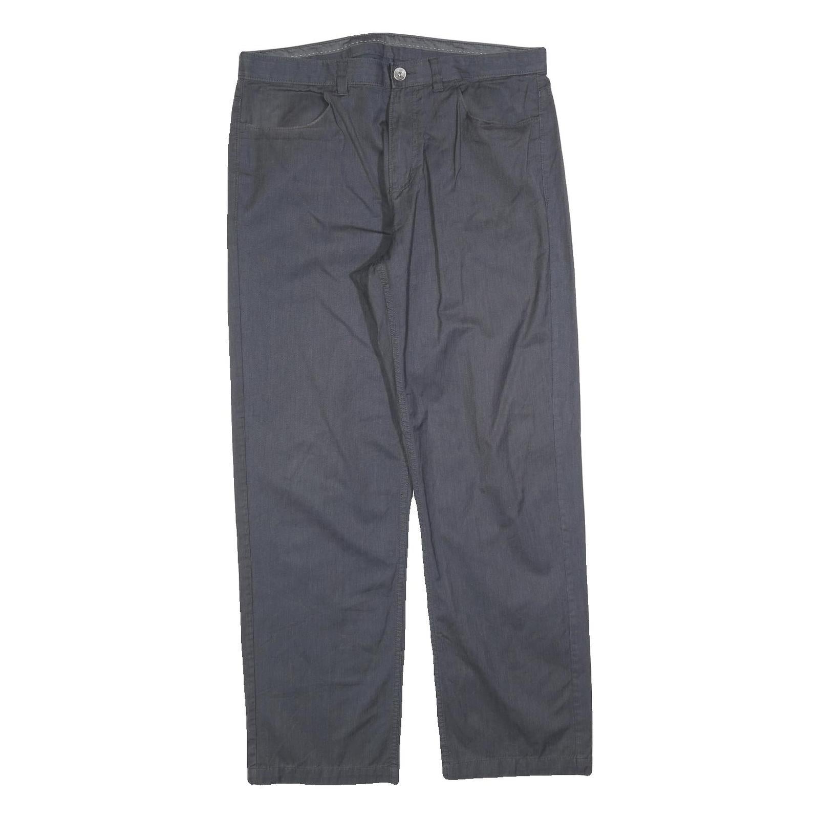 CALVIN KLEIN Mens Cotton Blend Blue Regular Straight Trousers W34 L32 Classic