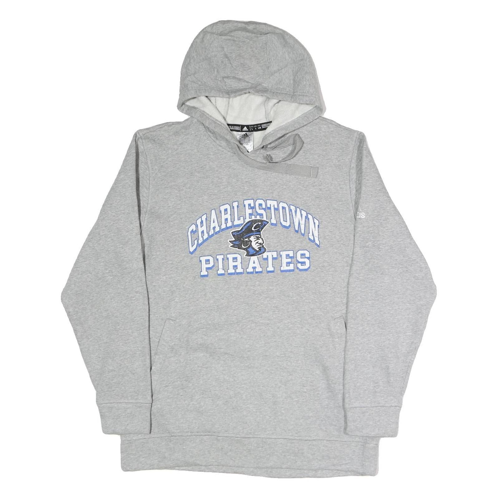 ADIDAS Mens Grey Charlestown Pirates Hoodie L Cotton Blend Casual Sportswear