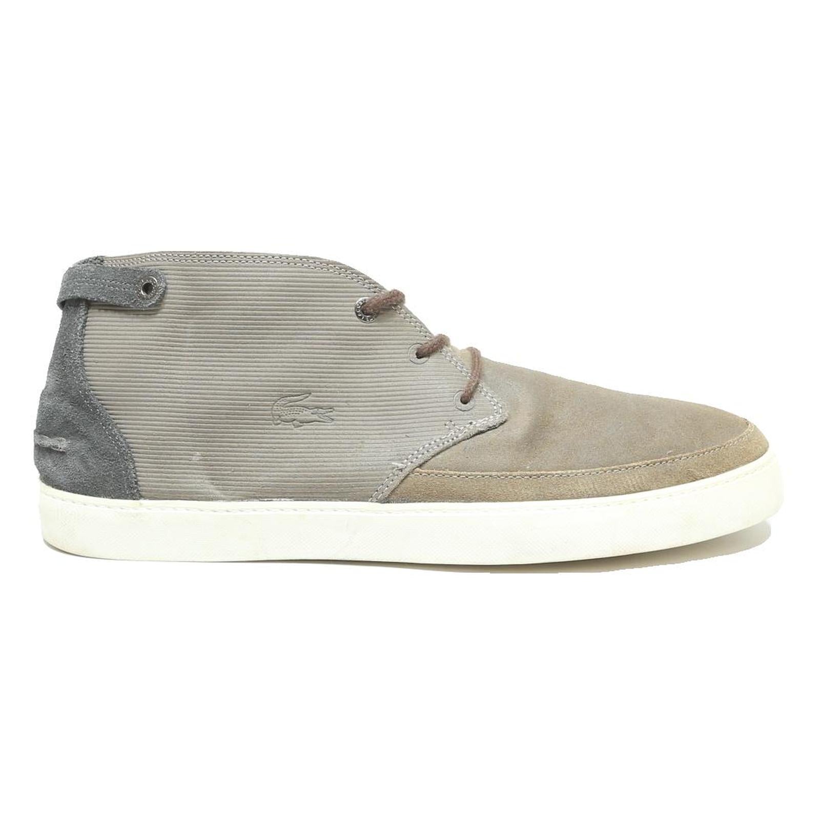 LACOSTE Mens Mid Top Sneakers Boots Grey Suede Synthetic UK 10.5 Casual Retro