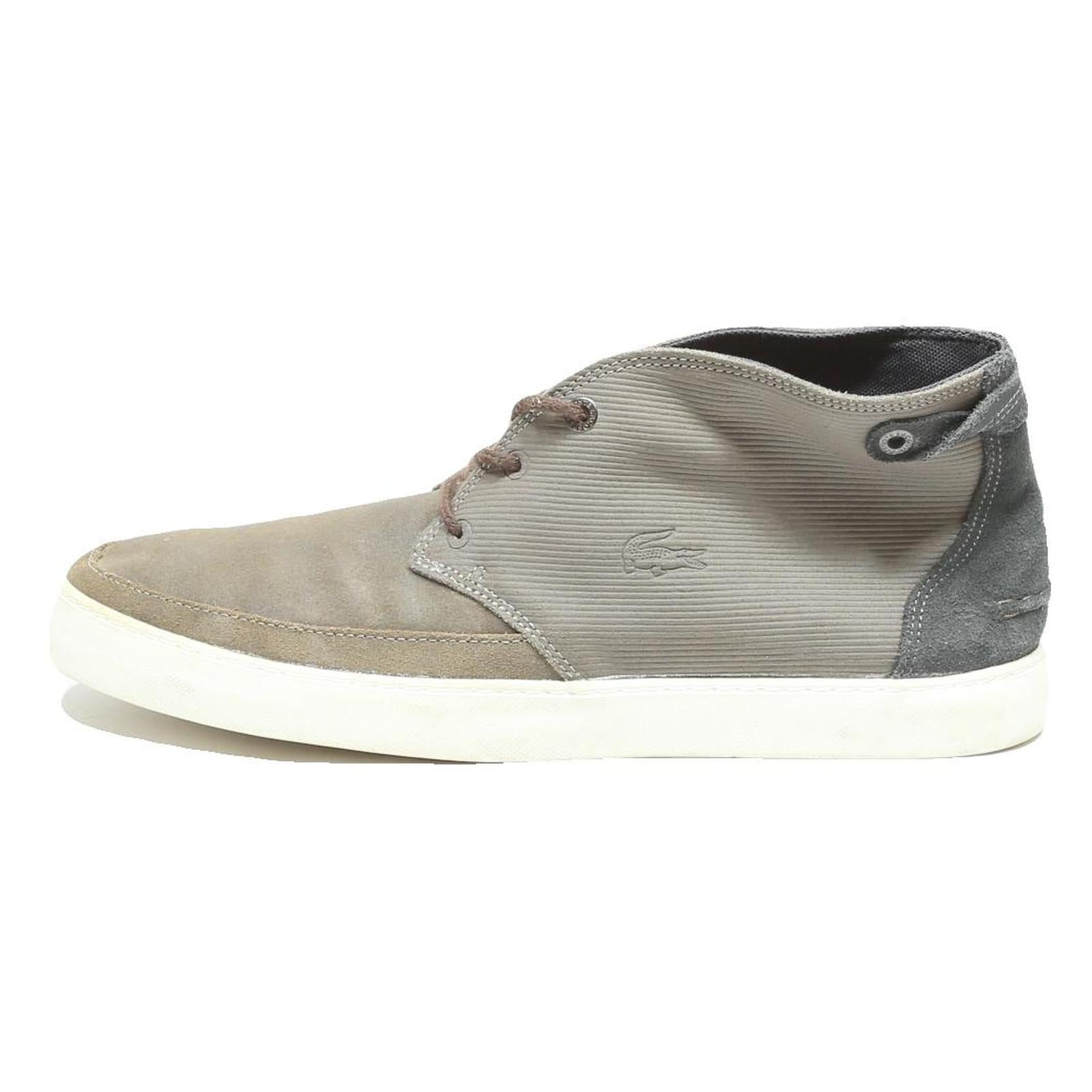 LACOSTE Mens Mid Top Sneakers Boots Grey Suede Synthetic UK 10.5 Casual Retro