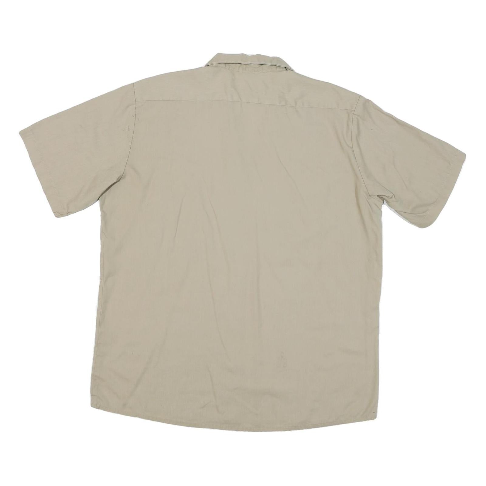 DICKIES Mens Beige Cotton Blend Work Shirt XL Short Sleeve Button Pockets