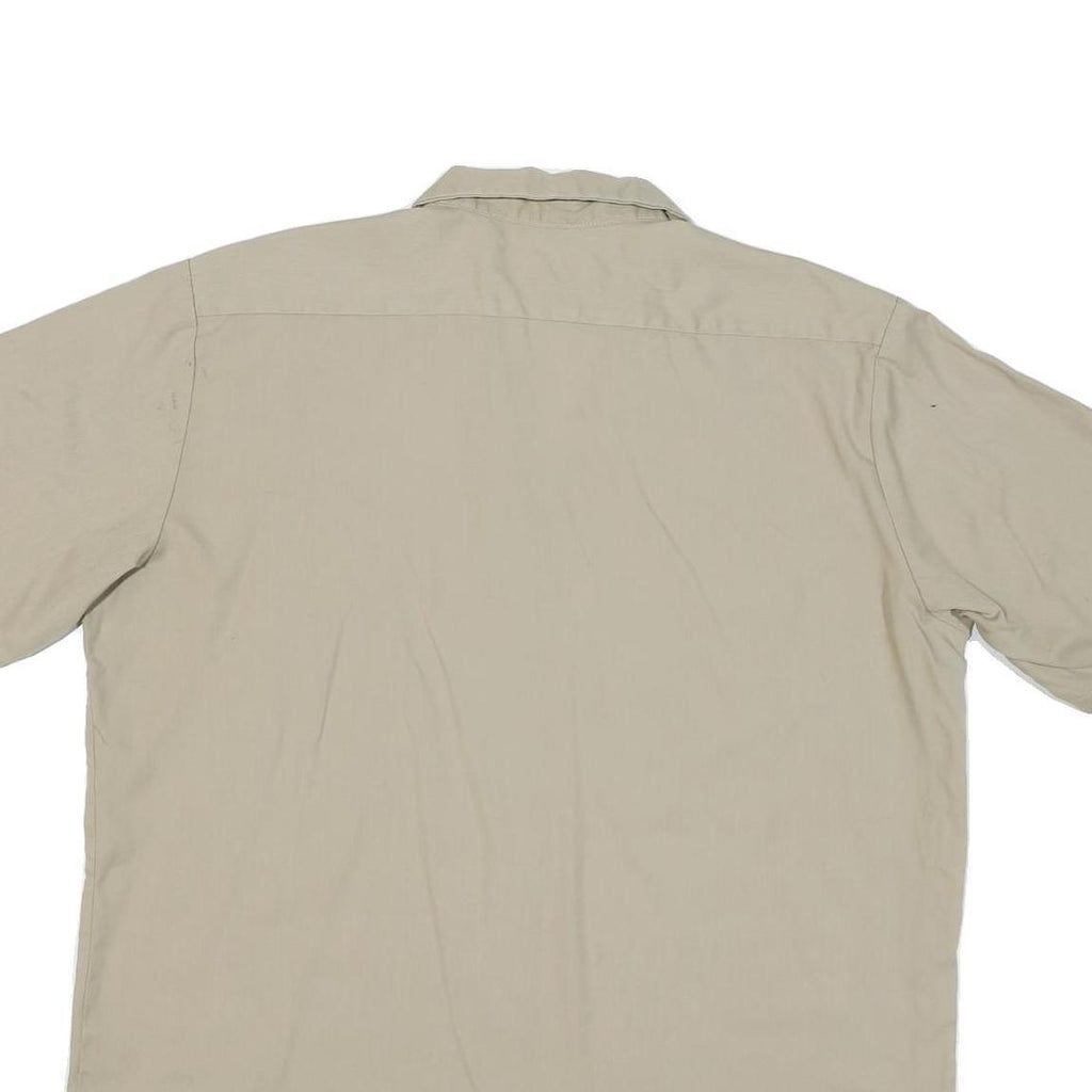 DICKIES Mens Beige Cotton Blend Work Shirt XL Short Sleeve Button Pockets