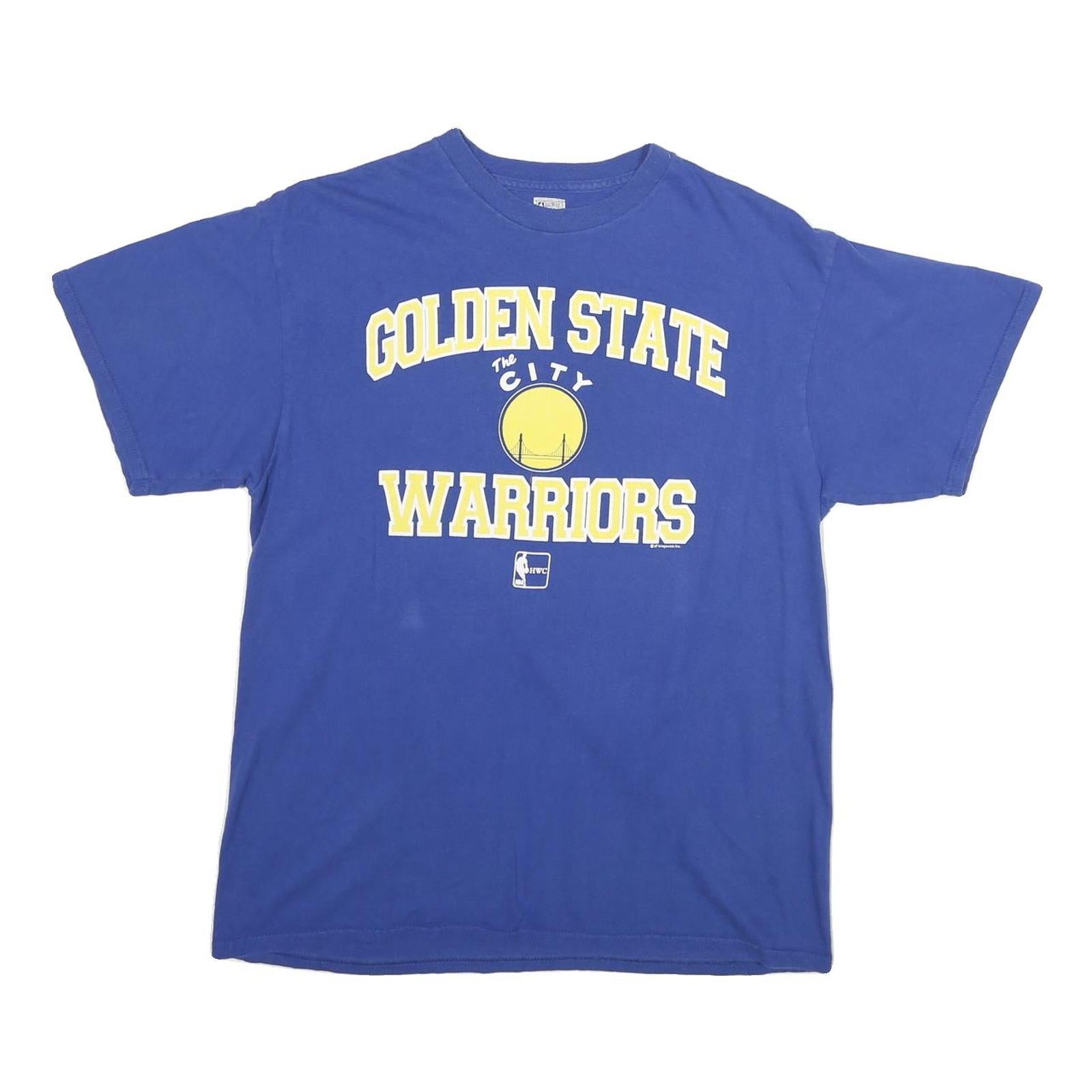 MAJESTIC Mens Blue Golden State Warriors T-Shirt L Short Sleeve Crew Neck NBA