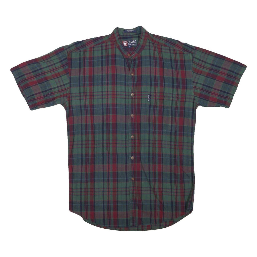 CHAPS RALPH LAUREN Mens Green & Red Check Shirt M Cotton Blend Smart Casual