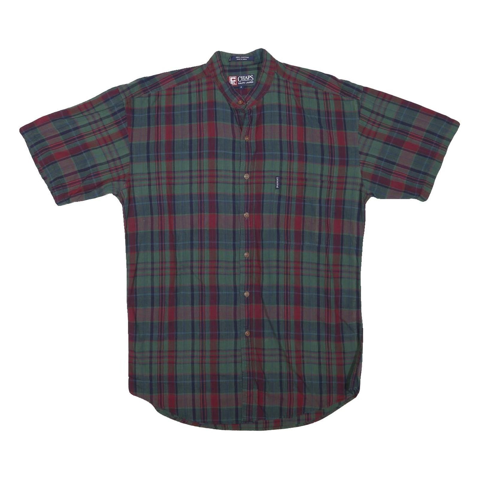 CHAPS RALPH LAUREN Mens Green & Red Check Shirt M Cotton Blend Smart Casual