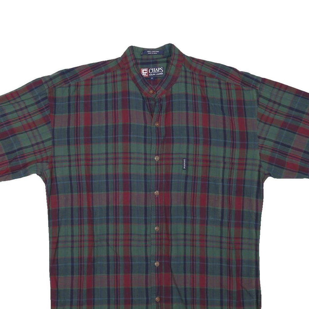 CHAPS RALPH LAUREN Mens Green & Red Check Shirt M Cotton Blend Smart Casual
