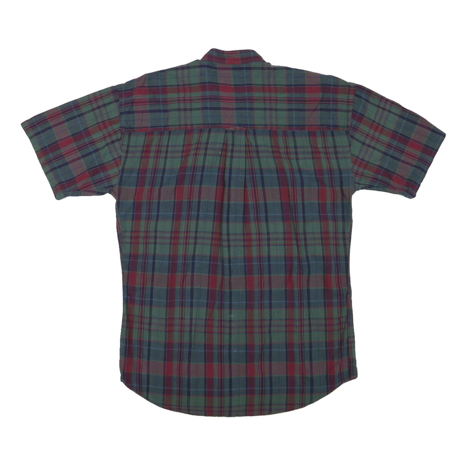 CHAPS RALPH LAUREN Mens Green & Red Check Shirt M Cotton Blend Smart Casual