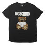 MOSCHINO Mens Black Graphic T-Shirt S Short Sleeve Crew Neck Designer Logo