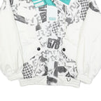 ALPINE Womens White & Turquoise Abstract Print Zip Jacket S Polyester Blend