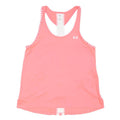 UNDER ARMOUR Womens Pink & White Graphic T-Shirt S Sleeveless Crew Neck
