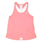 UNDER ARMOUR Womens Pink & White Graphic T-Shirt S Sleeveless Crew Neck