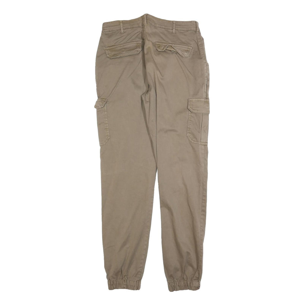 URBAN CLASSICS Mens Slim Beige Cargo Trousers W30 L32 Cotton Blend Zip Pocket