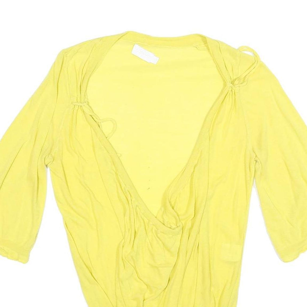 ALL SAINTS Womens Yellow Basic Top 3/4 Sleeve Round Neck S Lightweight Casual