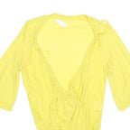 ALL SAINTS Womens Yellow Basic Top 3/4 Sleeve Round Neck S Lightweight Casual