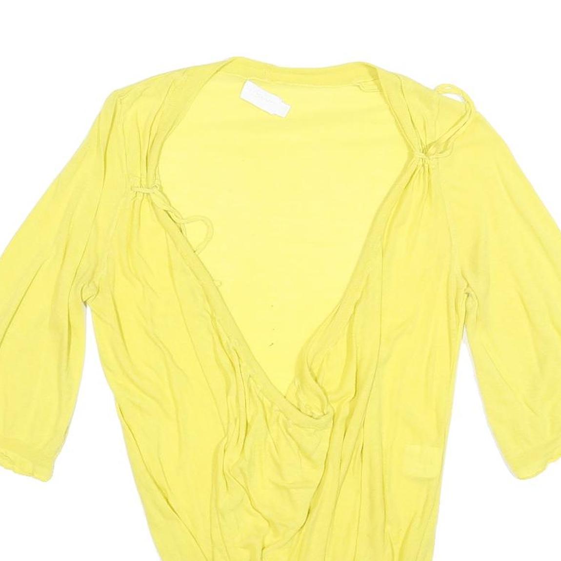 ALL SAINTS Womens Yellow Basic Top 3/4 Sleeve Round Neck S Lightweight Casual