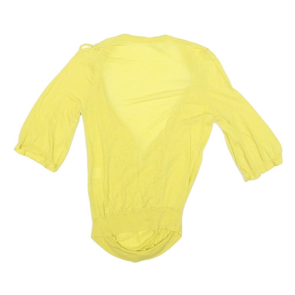 ALL SAINTS Womens Yellow Basic Top 3/4 Sleeve Round Neck S Lightweight Casual