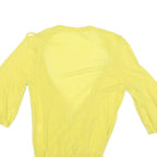 ALL SAINTS Womens Yellow Basic Top 3/4 Sleeve Round Neck S Lightweight Casual