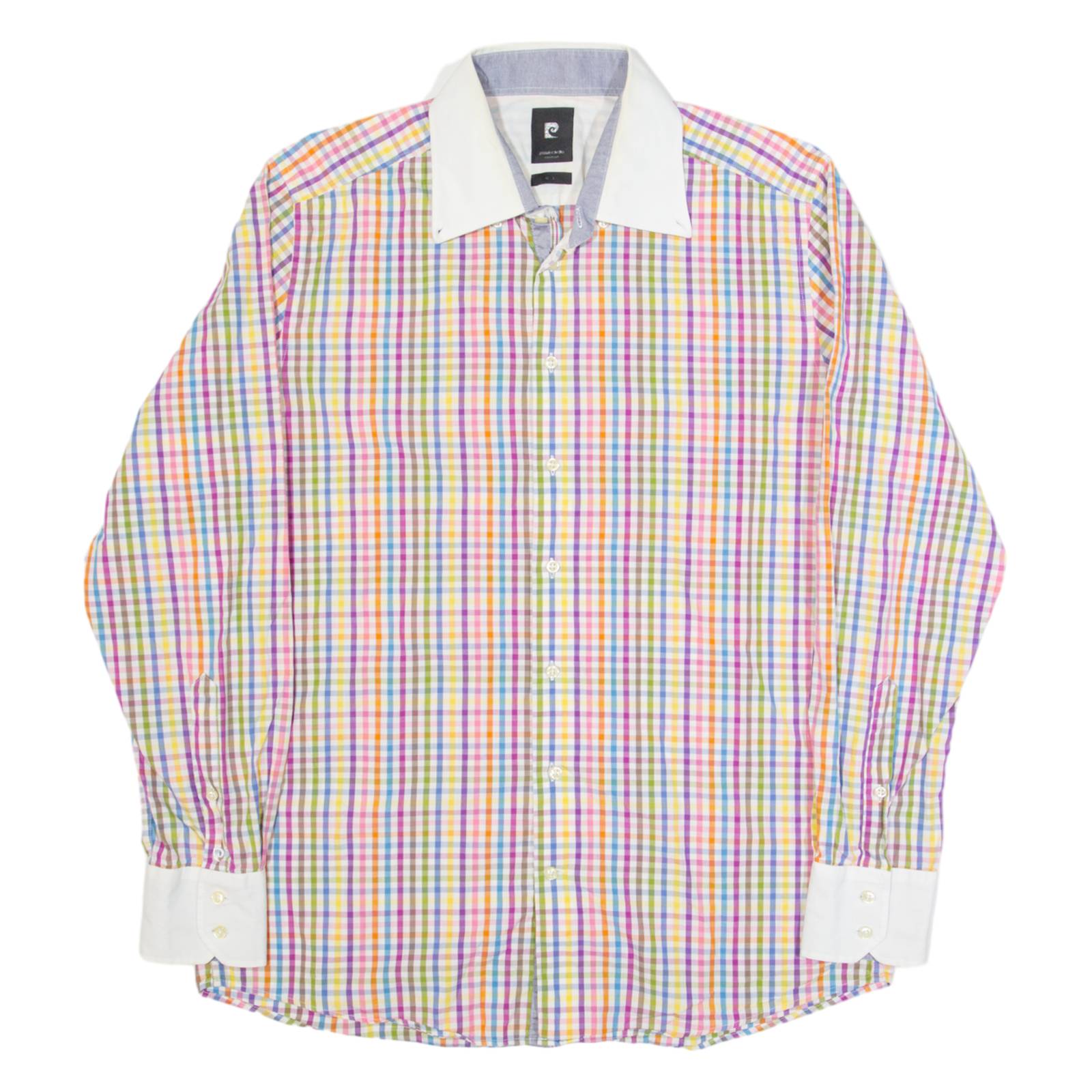 PIERRE CARDIN Mens Shirt Red Gingham Long Sleeve L