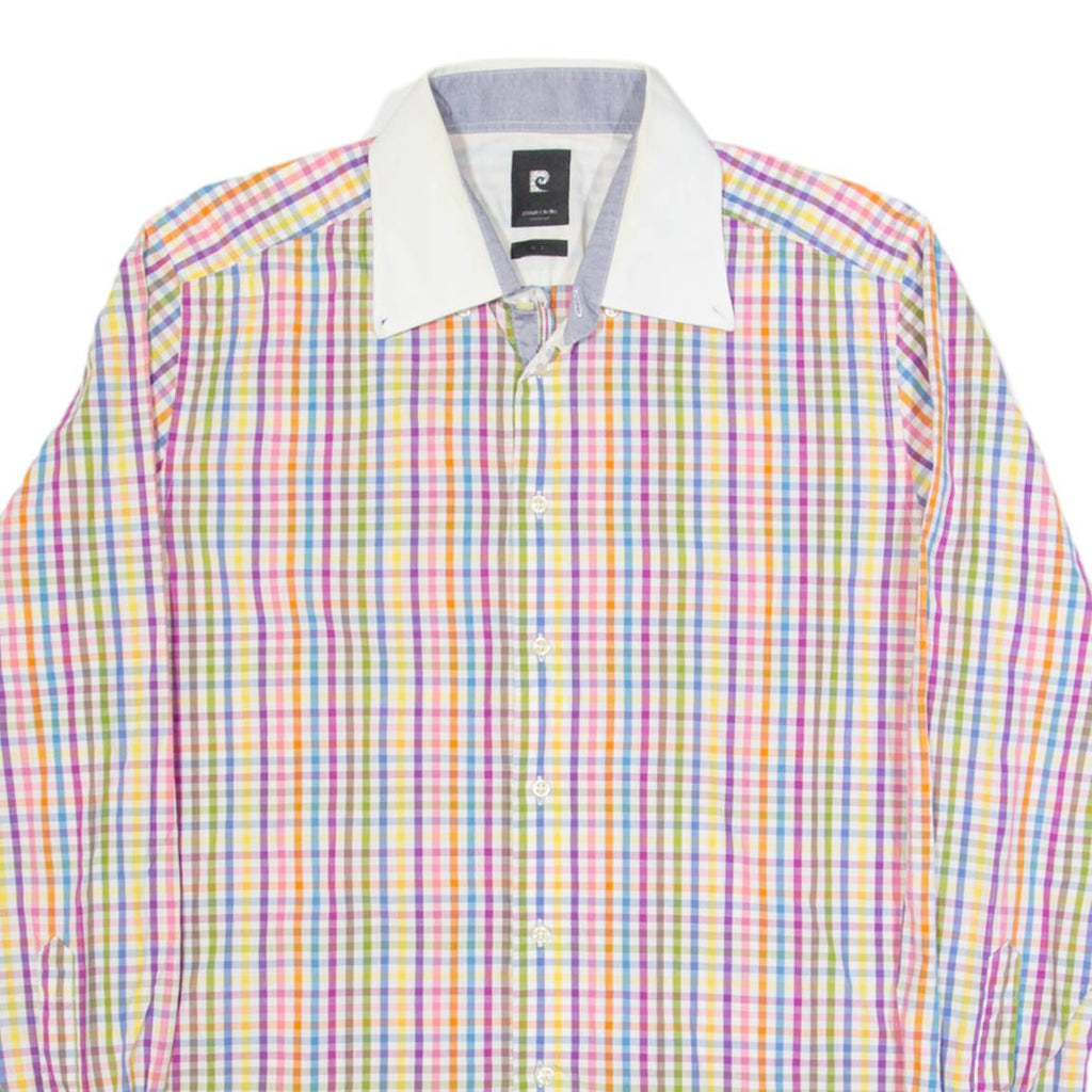 PIERRE CARDIN Mens Shirt Red Gingham Long Sleeve L