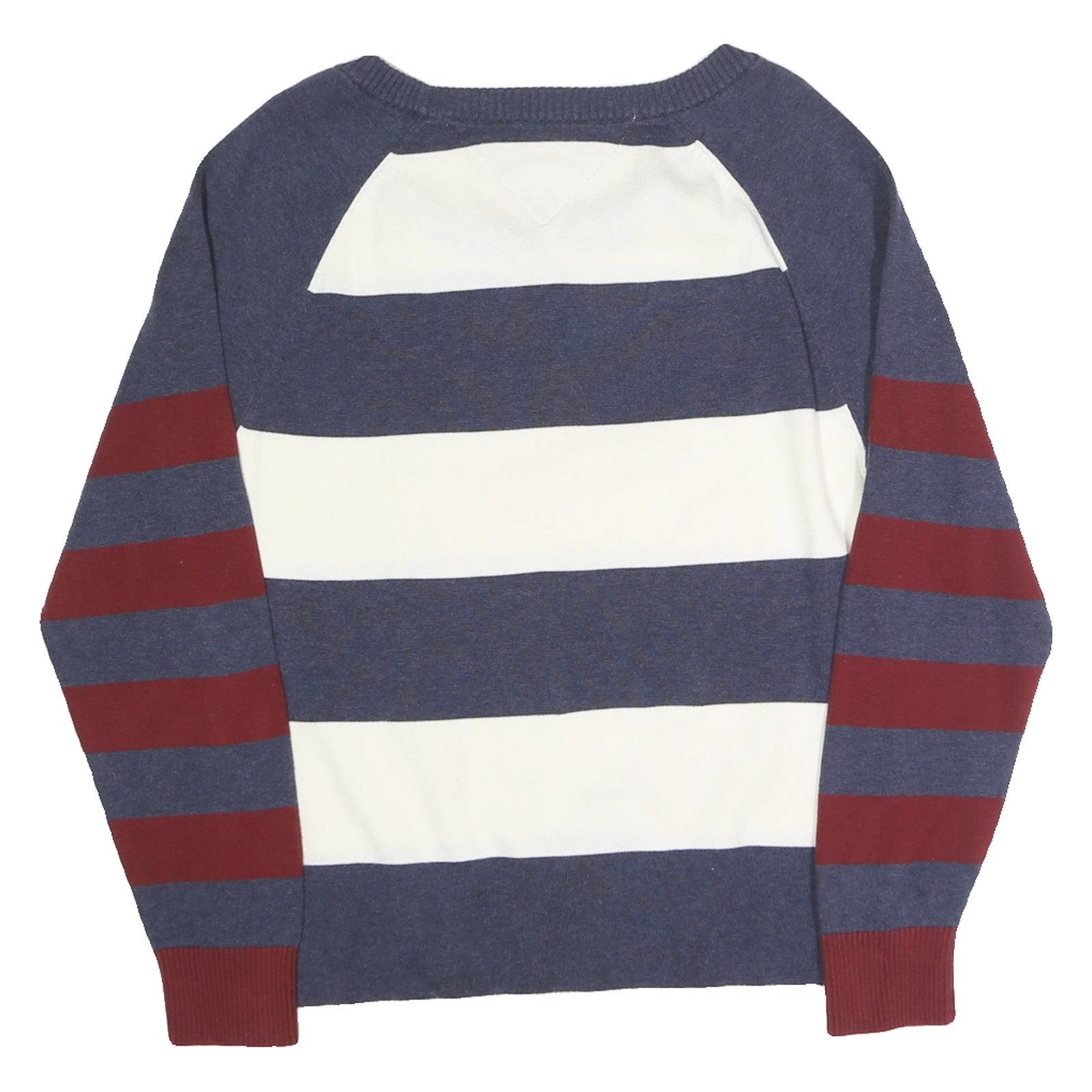 TOMMY HILFIGER Mens Blue & White & Red Patterned Cotton Blend Crew Neck Basic