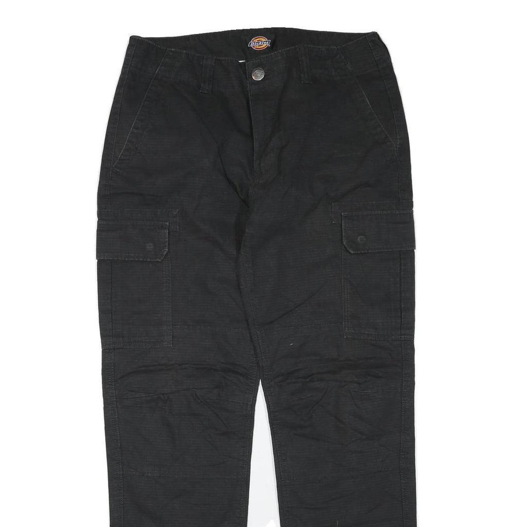 DICKIES Mens Black Cotton Blend Regular Cargo Trousers W32 L32 Workwear Zip