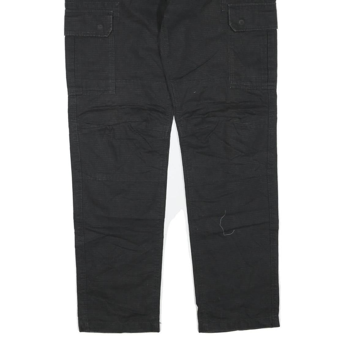 DICKIES Mens Black Cotton Blend Regular Cargo Trousers W32 L32 Workwear Zip