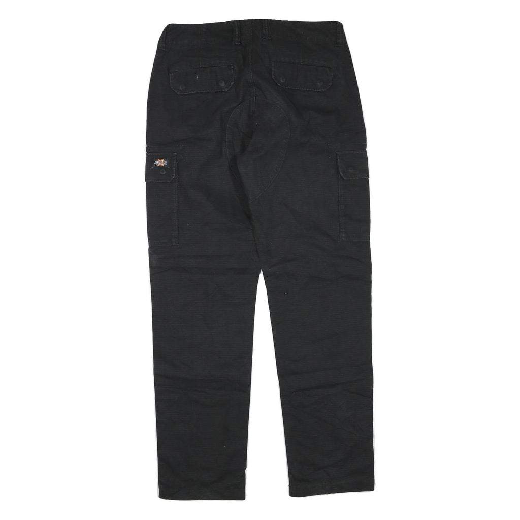DICKIES Mens Black Cotton Blend Regular Cargo Trousers W32 L32 Workwear Zip