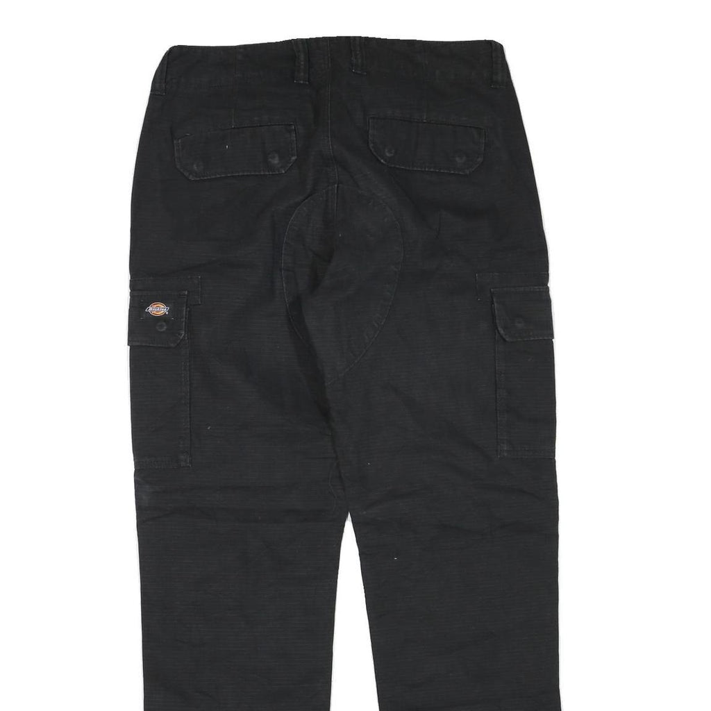 DICKIES Mens Black Cotton Blend Regular Cargo Trousers W32 L32 Workwear Zip