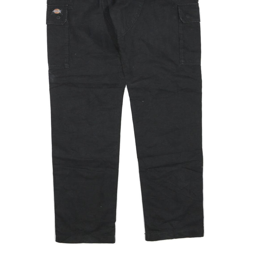 DICKIES Mens Black Cotton Blend Regular Cargo Trousers W32 L32 Workwear Zip