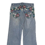 B&H Womens Jeans Blue Regular Straight Denim Light W31 L29 Floral Embroidered