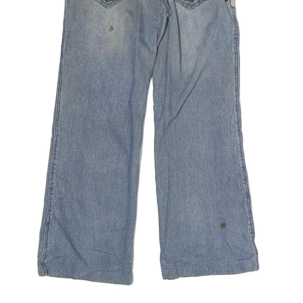 B&H Womens Jeans Blue Regular Straight Denim Light W31 L29 Floral Embroidered