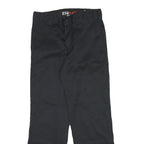 DICKIES Mens Black Cotton Blend Regular Straight Trousers W32 L30 Workwear Zip