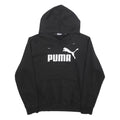 PUMA Womens Black Hoodie M Cotton Blend Pullover Sweatshirt Logo Print