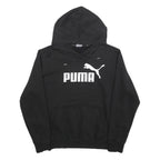 PUMA Womens Black Hoodie M Cotton Blend Pullover Sweatshirt Logo Print