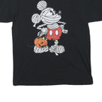 DISNEY Mens Black Mickey Mouse Halloween Graphic T-Shirt S Crew Neck Short