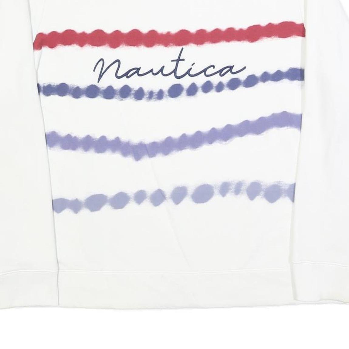 NAUTICA Womens White Blue Red Sweatshirt Crew Neck XL Cotton Blend Casual