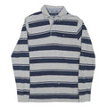 TOMMY HILFIGER Mens Grey & Navy Blue Striped Long Sleeve Polo Shirt XS Cotton
