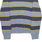 TOMMY HILFIGER Mens Grey & Navy Yellow Stripe Patterned Cotton Jumper Crew Neck