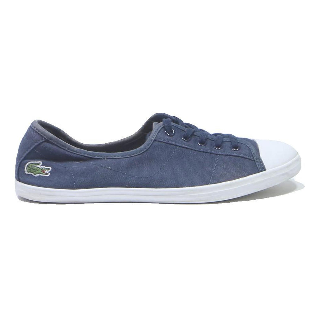 LACOSTE Womens Navy Blue Canvas Low Top Trainers UK 5 Casual Lightweight