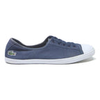 LACOSTE Womens Navy Blue Canvas Low Top Trainers UK 5 Casual Lightweight