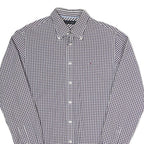 TOMMY HILFIGER Mens Blue & White Check Shirt S Button Down Classic Fit Cotton