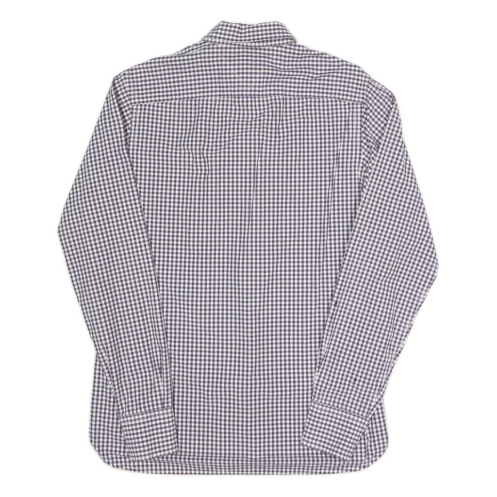 TOMMY HILFIGER Mens Blue & White Check Shirt S Button Down Classic Fit Cotton