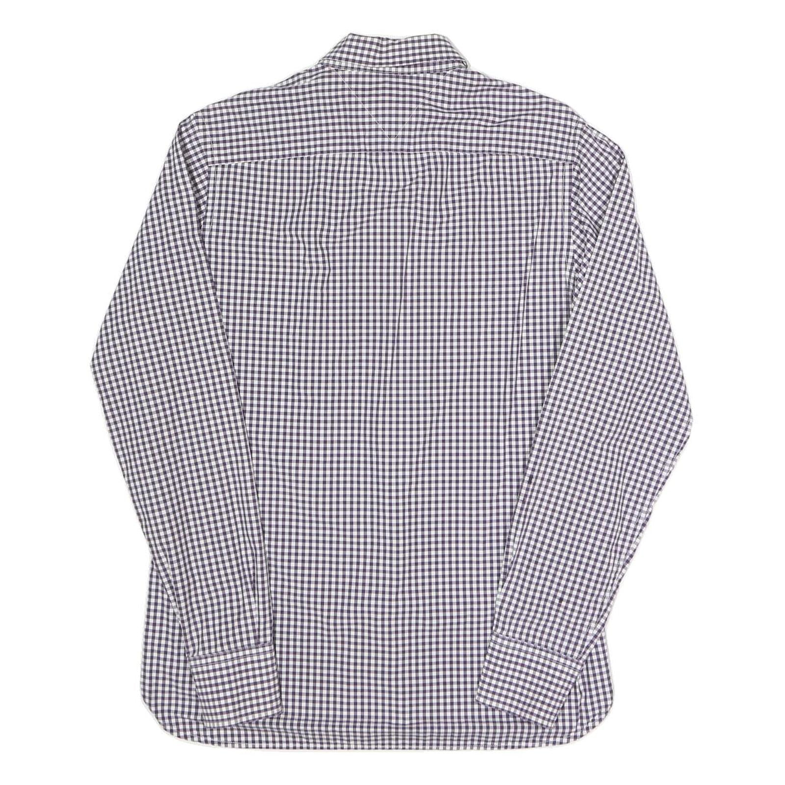 TOMMY HILFIGER Mens Blue & White Check Shirt S Button Down Classic Fit Cotton