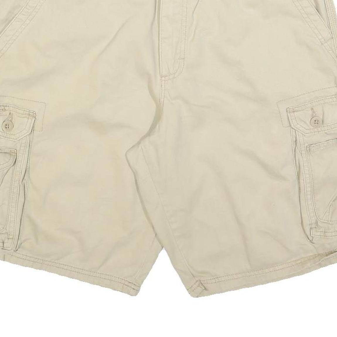 LEE Mens Shorts Beige Casual Cargo Plain L W36 Button Pockets Cotton Blend