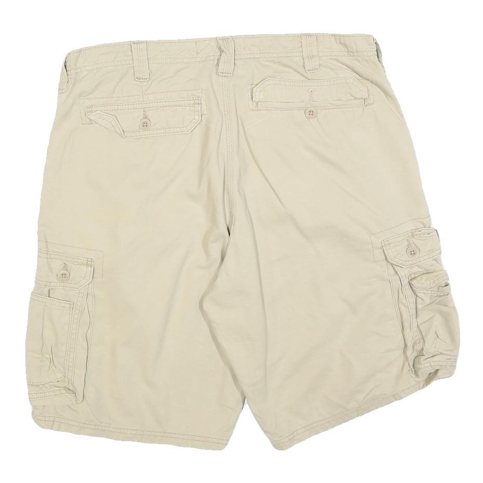 LEE Mens Shorts Beige Casual Cargo Plain L W36 Button Pockets Cotton Blend