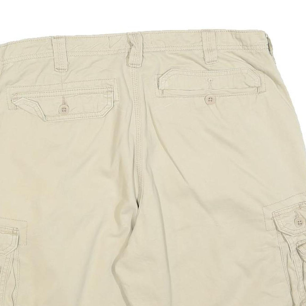 LEE Mens Shorts Beige Casual Cargo Plain L W36 Button Pockets Cotton Blend