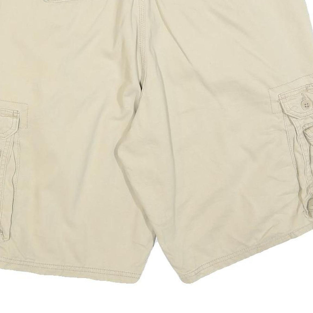 LEE Mens Shorts Beige Casual Cargo Plain L W36 Button Pockets Cotton Blend