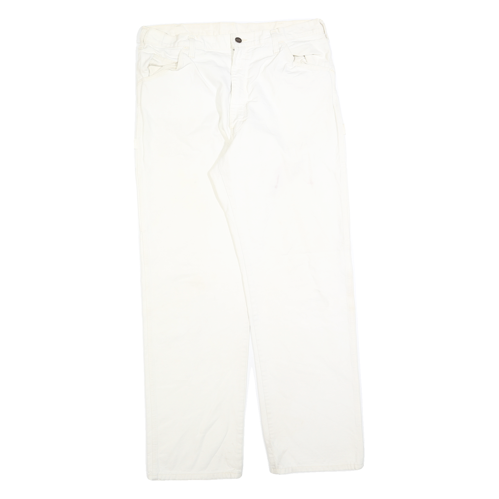 DICKIES Mens Cotton Blend White Workwear Regular Fit Straight Trousers W34 L31